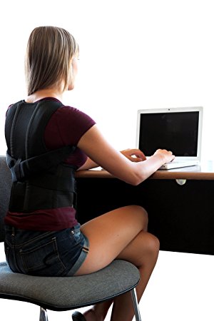 Full Back Brace | Posture Support Vest | Back Straightener Posture Corrector to Improve Posture for Men and Women for Kyphosis Scoliosis | Lifetime Warranty Stealth Support Black Large