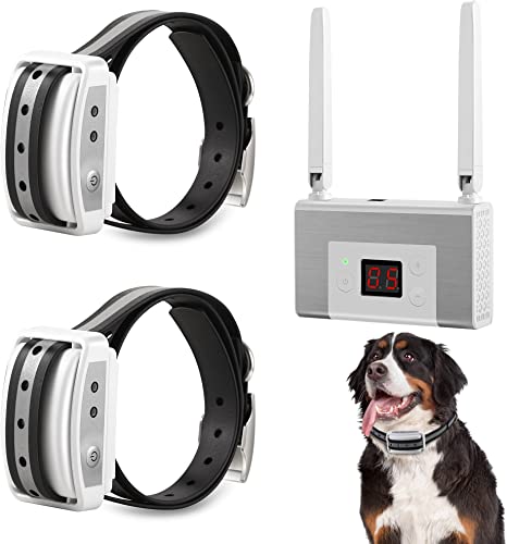 FOCUSER Electric Wireless Dog Fence System, Pet Containment System for 2 Dogs and Pets with Waterproof and Rechargeable Collar Receiver for 2 Dog Container Boundary System (White)