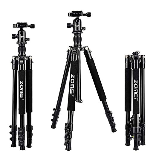Camera Tripod, ZOMEi Lightweight Aluminum Alloy Travel Tripod with 360 Degree Ball Head   1/4" Quick Release Plate for Nikon Canon Sony DSLR Cameras and Phones