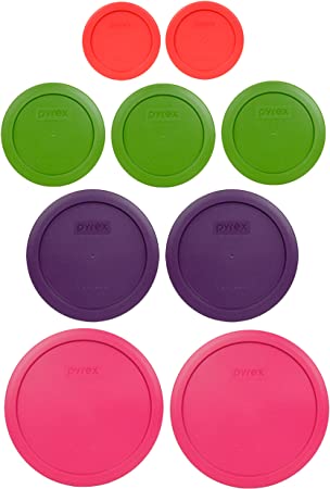 Pyrex (2) 7402-PC 6/7 Cup Fuchsia (2) 7201-PC 4 Cup Purple (3) 7200-PC 2 Cup Lawn Green (2) 7202-PC 1 Cup Red Replacement Food Storage Lids