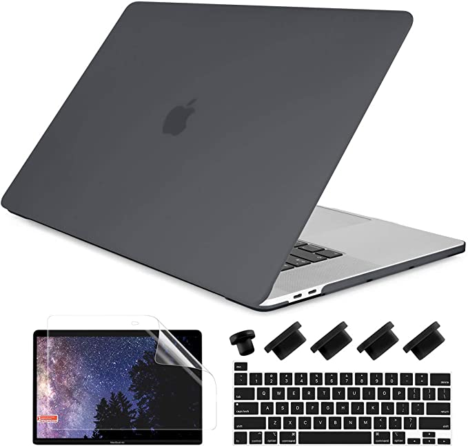 Dongke MacBook Pro 16 inch Case 2020 2019 Release A2141, Frosted Matte Plastic Hard Shell Case & Keyboard Cover for MacBook Pro 16-inch Retina Display with Touch Bar and Touch ID, Black