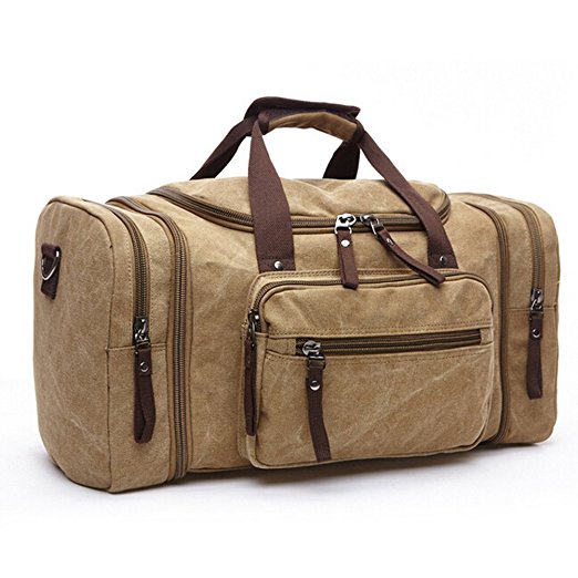 Toupons 20.8'' Large Canvas Travel Tote Luggage Men's Weekender Duffle Bag