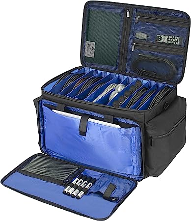 AKOZLIN Cable File Bag with Detachable Dividers, DJ Gig Bag Cord Organizer Case for Laptop,DJ Gear, Sound Instrument and Music Equipment Accessories Large