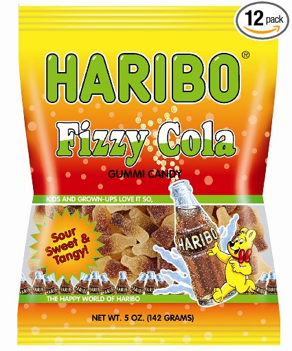 Haribo Gummi Candy, Fizzy Cola, 5-Ounce Bags (Pack of 12)