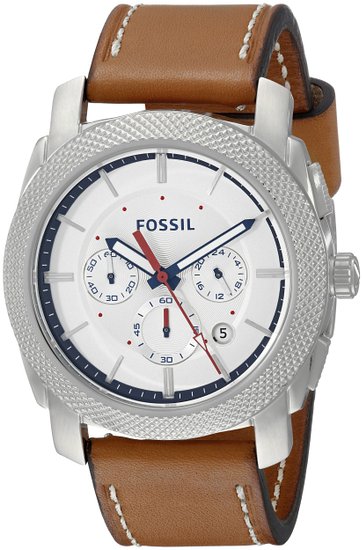Fossil Men's FS5063 Machine Stainless Steel Watch with Brown-Leather Band
