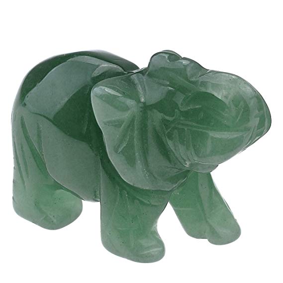 PESOENTH Carved Natural Green Aventurine Gemstone Elephant Feng Shui Statue Wealth Lucky Healing Crystal Guardian Figurine Sculpture Crafts Home Decor,2 inch