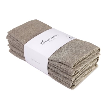 100% linen napkins. Set of natural grey napkins handcrafted from eco-friendly pure linen fabric. Perfect for lunch and dinner. 6-Pack, 17x17 Inch.