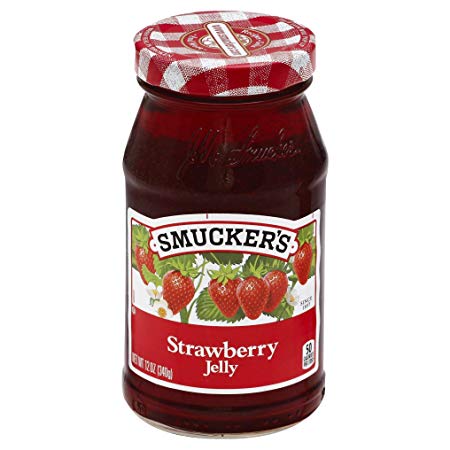 Smuckers Strawberry Jelly, Made with Real FruitJuice, 12 oz Glass Jar (Pack of 1)
