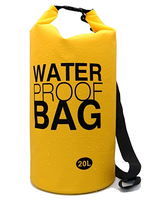 Langxun Waterproof Dry Bag, 500D PVC Fabric, 5L, 10L, 20L for Diving, Kayaking, Swimming, Boating, Fishing, Camping, Canoeing, Rafting, Snowboarding | Watertight Roll-Top Closure & Detachable Adjustable Shoulder Strap