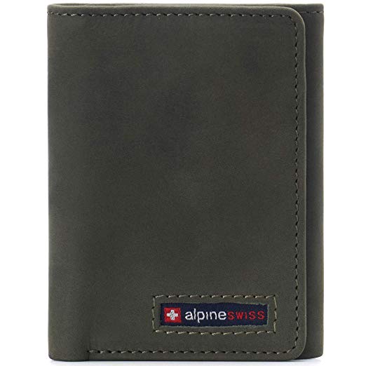 Alpine Swiss Mens Leon Trifold Wallet RFID Safe