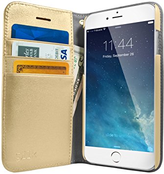 Silk iPhone 7 Wallet Case - Folio Wallet for iPhone 7 [Synthetic Leather Kickstand Flip Cover] - Champagne Gold