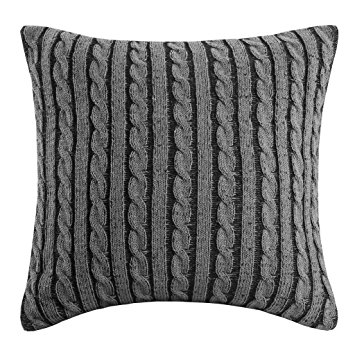 Woolrich Williamsport Square Pillow, 18 by 18-Inch, Black/Grey
