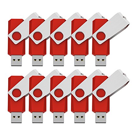 KEXIN 10pcs USB Flash Drives Swivel Design USB 2.0 Flash Drive Memory Stick Multicolor … (2G, Red)