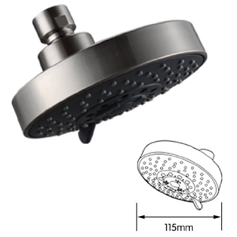 KES J331B-2 Showering Replacement 4-Inch Shower Head Fixed Mount FIVE Function, Brushed Nickel
