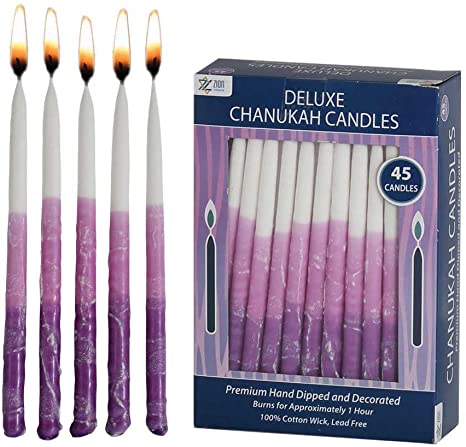 Zion Judaica Deluxe Chanukah Candles Hand Made (Purple Elegance)