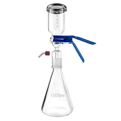 QWORK 1000ml Glass Vacuum Filtration Distillation Apparatus for Filtering in Lab with 300mL Graduated Funnel