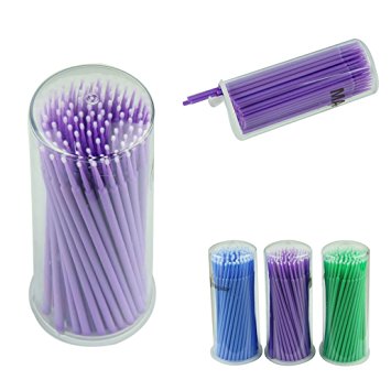Voberry® Best seller 100pcs Eyelash Extension Micro Brushes Disposable Individual Applicators Mascara (Purple)
