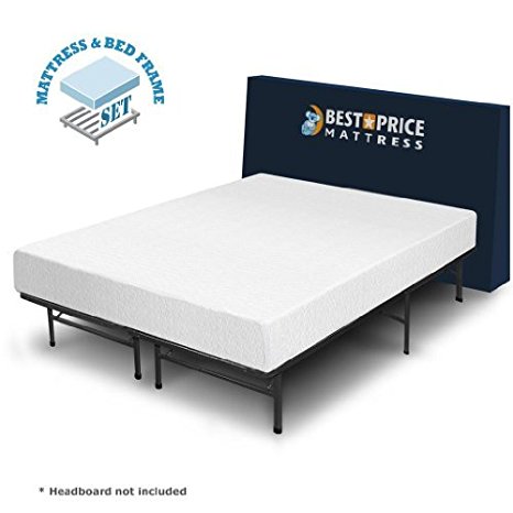 Best Price Mattress 8" Comfort Premium Memory Foam Mattress and Bed Frame Set, King