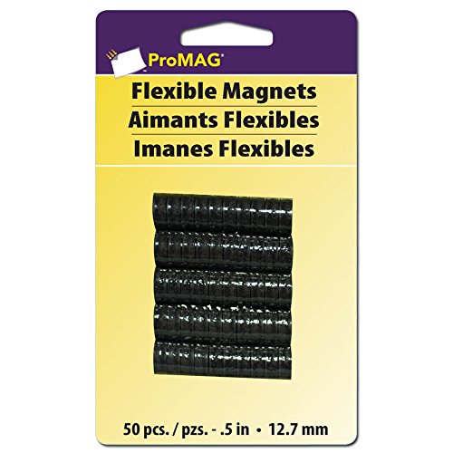 ProMag Flexible Round Magnets, 0.5-Inch, 50-Pack