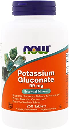 NOW Foods, POTASSIUM GLUCONATE 99mg 250 TABS