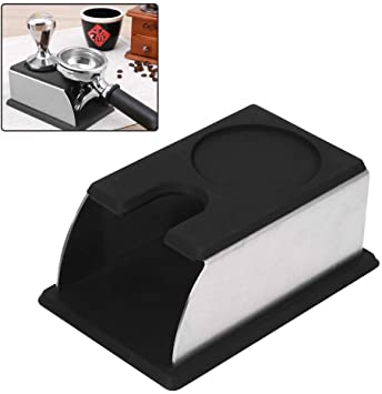 Coffee Tamper Stand,Coffee Tamper Holder Coffee Powder Maker Stand Rack Stainless Steel Silicone Heavily Padded Sturdy for Coffee Machine(Black)