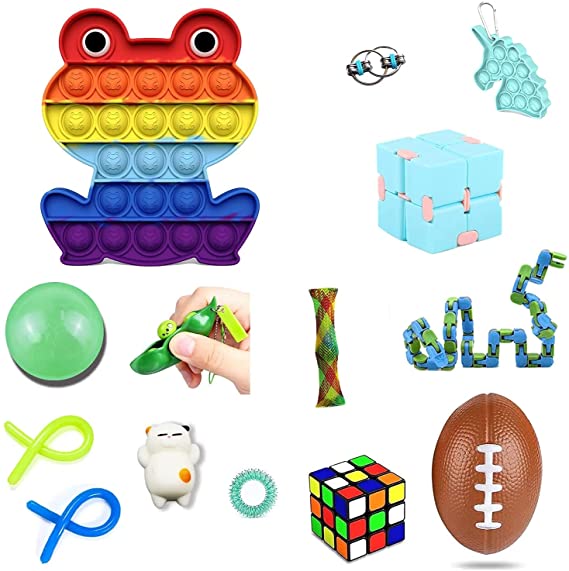 Pop Fidget Toys Pack Mini pop Autism Special Needs Stress Relief Silicone Pressure Relieving Toys Fidget Sensory Stress Ball Anxiety Relief Toys for Kids Adults Pop Pack Toys (Pop Frog Set)