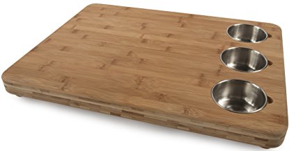 Core Bamboo Pro Chef Butchers Block with Prep Bowls, Natural