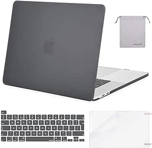 MOSISO Compatible with MacBook Pro 16 inch Case 2020 2019 Release A2141 with Touch Bar Touch ID, Plastic Hard Shell Case & Keyboard Cover & Screen Protector & Storage Bag, Gray