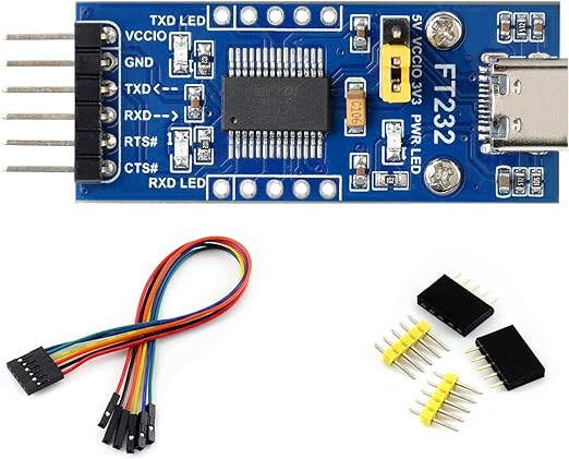 FT232 USB to UART TTL Serial Converter Adapter Module 3.3V 5V USB UART Board (Type C) FT232RL USB to TTL Adapter Compatible with Mac OS, Linux, Android, Wince, Windows 7/8/8.1/10/11