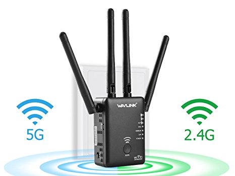AC1200 WiFi Range Extender - Wavlink Dual Band Wireless Signal Booster/Repeater/Access Point/Router with 2 Ethernet Port / External Antenna