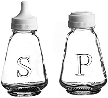 Glass Salt and Pepper Shaker Pot Set of 2 Classic Clear Glass Traditional Cruet Set Cafe-Style Dispenser Bottles