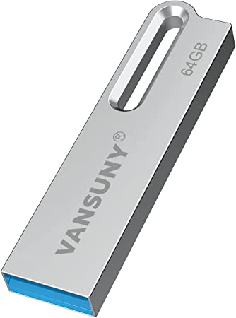 Vansuny 64GB Flash Drive Metal Waterproof USB Drive USB 3.0 Ultra High Speed Memory Stick, Portable Thumb Drive for PC/Tablets/Mac/Laptop Silver