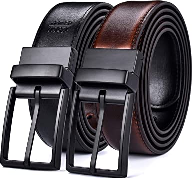 Beltox Fine Men's Dress Belt Leather Reversible 1.25" Wide Rotated Buckle Gift Box …