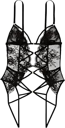 Victoria's Secret Fishnet Floral Triangle Crotchless Teddy (XS-XXL)