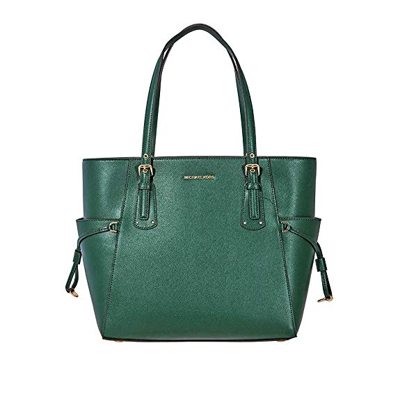 Michael Kors Voyager Textured Crossgrain Leather Tote - Racing Green