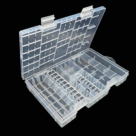 MAYMII Transparent Storage Case for AA AAA C D 9V Multi Size Hard Plastic Battery Case Holder Organizer Box