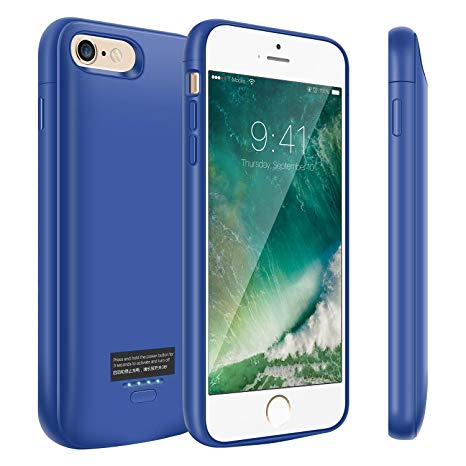 iPhone 6 Plus/6S Plus Battery Case, 5500mAh Slim Portable Battery Charger Case, Rechargeable Extended Battery Pack Charging Case for iPhone 6 Plus/6S Plus-Blue