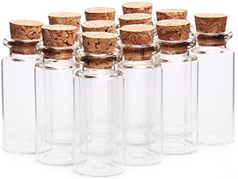 25PCS/10ML Clear Glass Jars Bottles Empty Sample Vials with Cork Stoppers for Message Wedding Wish Jewelry Party Favors