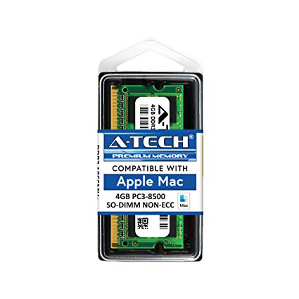 A-Tech for Apple 4GB DDR3 1067MHz / 1066MHz PC3-8500 SODIMM MacBook (Late 2008 Late 2009 Mid 2010, 13 inch), MacBook Pro (Late 2008 Early/Mid 2009 Mid 2010, 13/15/17 inch) Memory RAM Module