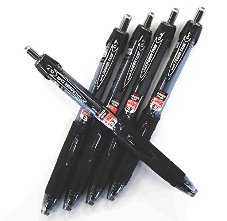 Uni-ball Power Tank Ballpoint Retractable & Fine Ballpoint Pen Rubber Grip Type-0.7mm-black Ink-value Set of 5