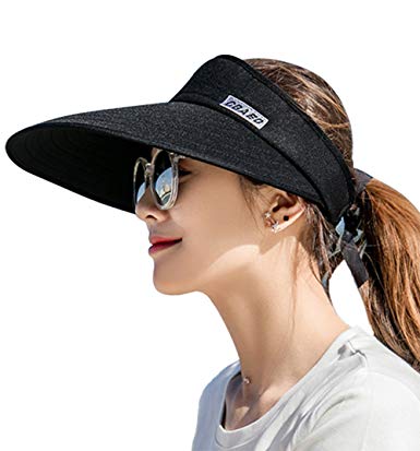 Sun Visor Hats for Women, Large Brim UV Protection Summer Beach Cap, 5.5''Wide Brim