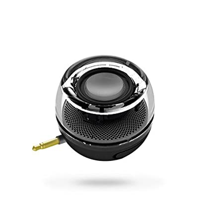 Gadget.Cool Smartphone 3.5mm Aux Audio Jack Plug in Line-in Speaker Mini Compact Round Shape Powerful Clear Bass with Built-in Battery Micro USB Port   Multi Funtion Phone Stand(black)