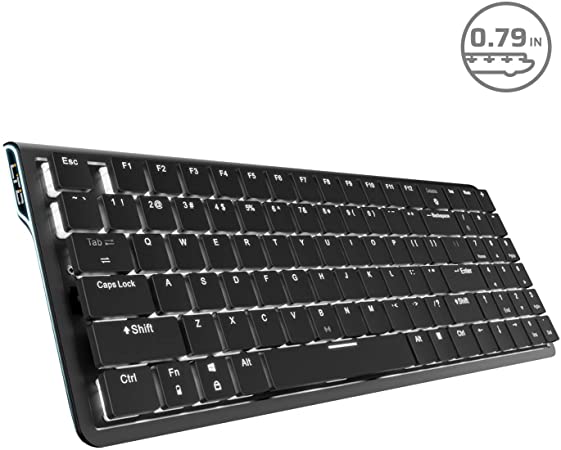 LTC Nimbleback LK-301 Bluetooth 3.0 Low Profile Mechanical Keyboard, Extra-Thin & Light, White Backlit, 96 Keys