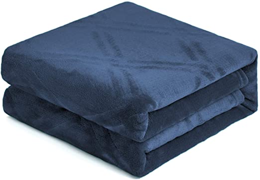 HT&PJ Super Soft Lightweight Flannel Fleece Throw Blanket Microfiber Velvet Cozy Warm Throw Blanket for Living Room (Navy, (Throw50 X 60"))