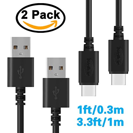 [2 Pack] USB Type C Cable, iVoler USB A to C [0.3m 1m] 56k ohm Resistor Hi-speed USB 2.0 Data Syncing & Charging Cable for Samsung Galaxy Note 7,LG G5, HTC 10, Nexus 6P/ 5X, Oneplus 2 / 3 and More