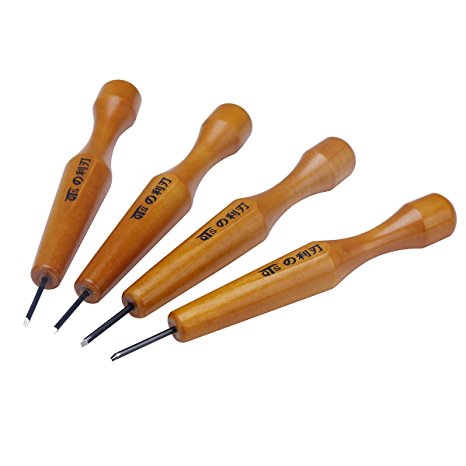 MEEDEN Wood Carving Tools Knife Kit #1 Straight Skew Gouge V-parting Chisel, Pack of 4