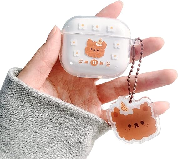 Ownest Compatible with AirPods 3 Case 2021 with Cute Clear Girl Cartoons Animal Design Smooth Soft TPU Cover Case for Cute Airpods 3rd Generation 2021-(Bear)