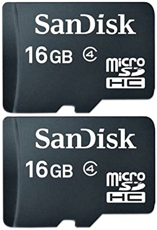 2 Pack - SanDisk 16GB Class 4 microSDHC Memory Flash Card microsd