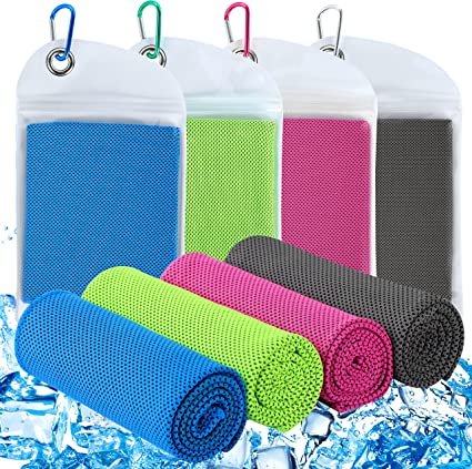 Cooling Towel 6 Packs ,KEAFOLS 40x12’’ Chill Ice Sports Towel Neck Headband Bandana Scarf for Instant Relief Stay Cool with Cold Microfiber Cloth for Yoga ,Golf ,Gym Fitness, Summer Outdoor Work