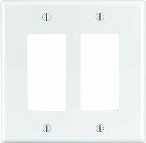 Leviton PJ262-W 2-Gang Decora/GFCI Decora Wallplate, Midway Size, White